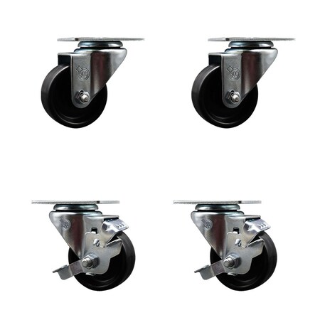 Service Caster Beverage-Air 185C28S110A Replacement Caster Set with Brakes, 4PK BEV-SCC-20S314-POS-2-TLB-2